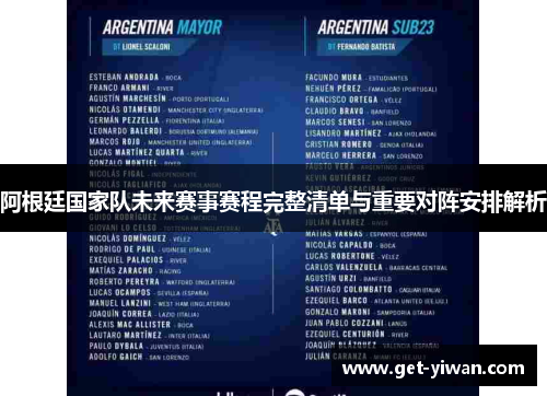 阿根廷国家队未来赛事赛程完整清单与重要对阵安排解析
