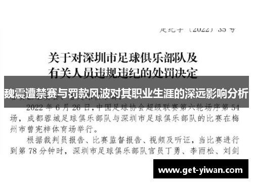 魏震遭禁赛与罚款风波对其职业生涯的深远影响分析